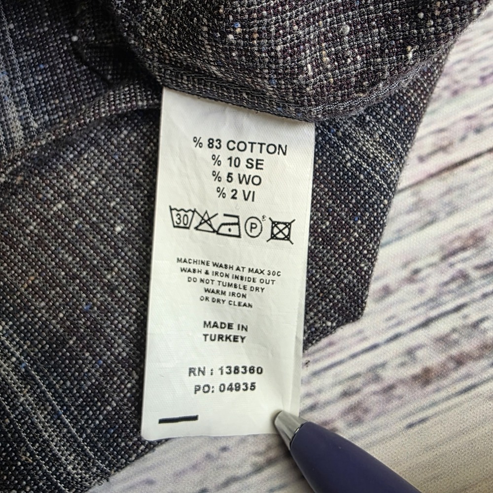 32 Bar Blues Mens XL Long Sleeve Button Up Gray Striped Shirt Cotton Silk Wool - Picture 6 of 10
